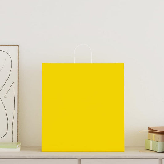 Paper Bags 250 pcs with Handles Yellow 45x17x48 cm Paper Bags 250 pcs with Handles Yellow 45x17x48 cm