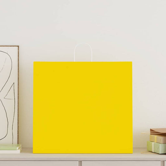 Paper Bags 250 pcs with Handles Yellow 54x15x49 cm Paper Bags 250 pcs with Handles Yellow 54x15x49 cm