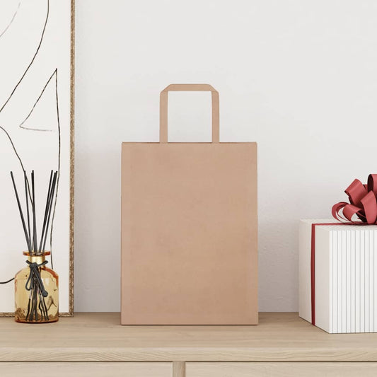 Paper Bags 50 pcs with Handles Brown 21x11x28 cm Paper Bags 50 pcs with Handles Brown 21x11x28 cm