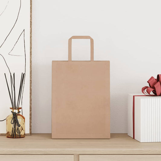 Paper Bags 250 pcs with Handles Brown 21x11x28 cm Paper Bags 250 pcs with Handles Brown 21x11x28 cm