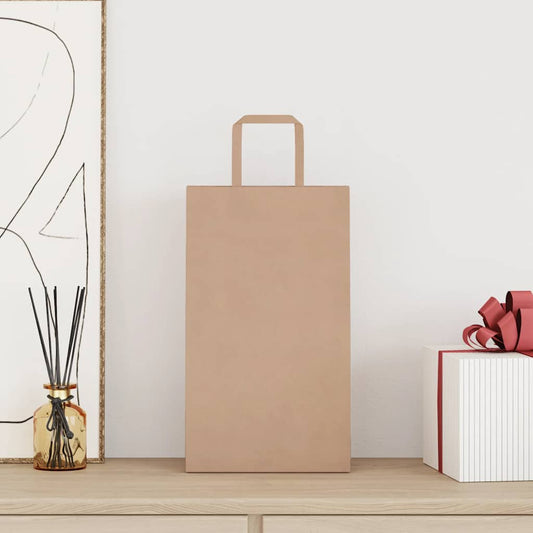 Paper Bags 250 pcs with Handles Brown 21x11x36 cm Paper Bags 250 pcs with Handles Brown 21x11x36 cm