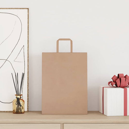 Paper Bags 250 pcs with Handles Brown 26x12x35 cm Paper Bags 250 pcs with Handles Brown 26x12x35 cm