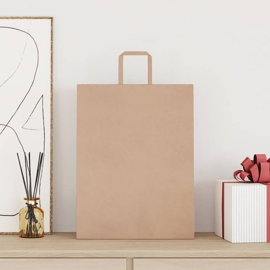Paper Bags 250 pcs with Handles Brown 32x12x42 cm Paper Bags 250 pcs with Handles Brown 32x12x42 cm