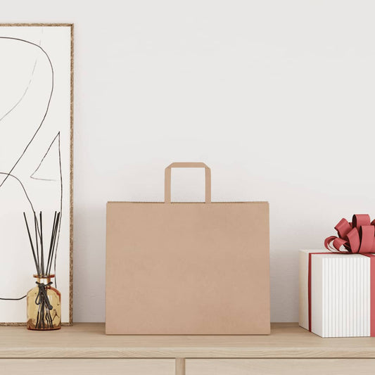 Paper Bags 250 pcs with Handles Brown 32x22x24 cm Paper Bags 250 pcs with Handles Brown 32x22x24 cm