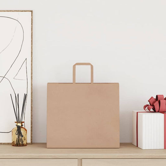 Paper Bags 250 pcs with Handles Brown 32x22x28 cm Paper Bags 250 pcs with Handles Brown 32x22x28 cm