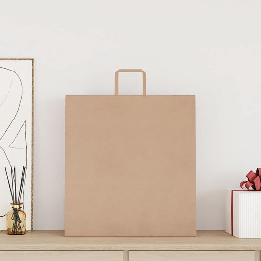 Paper Bags 250 pcs with Handles Brown 45x17x48 cm Paper Bags 250 pcs with Handles Brown 45x17x48 cm