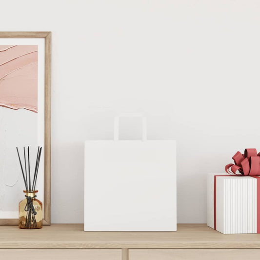 Paper Bags 50 pcs with Handles White 26x17x25 cm Paper Bags 50 pcs with Handles White 26x17x25 cm