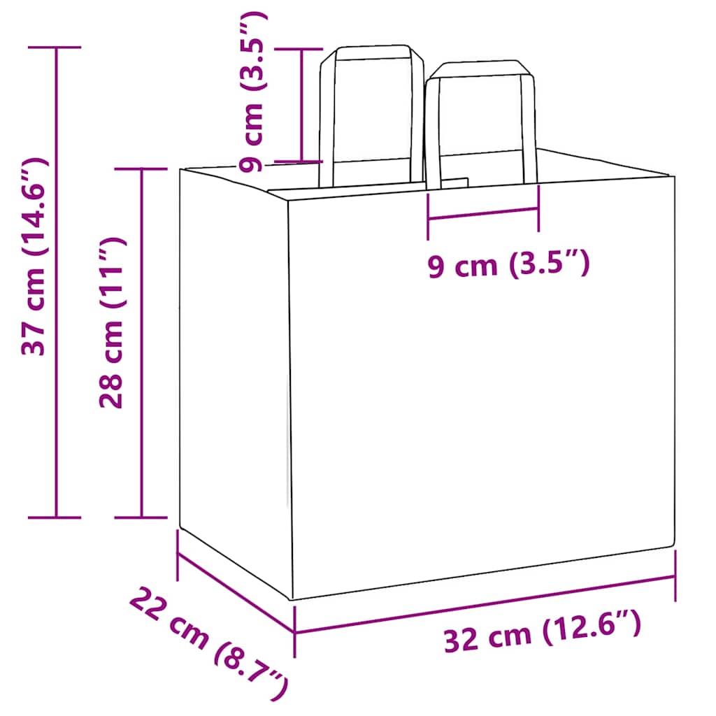 Paper Bags 50 pcs with Handles White 32x22x28 cm