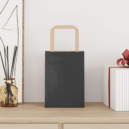 Paper Bags 250 pcs with Handles Black 15x8x21 cm Paper Bags 250 pcs with Handles Black 15x8x21 cm