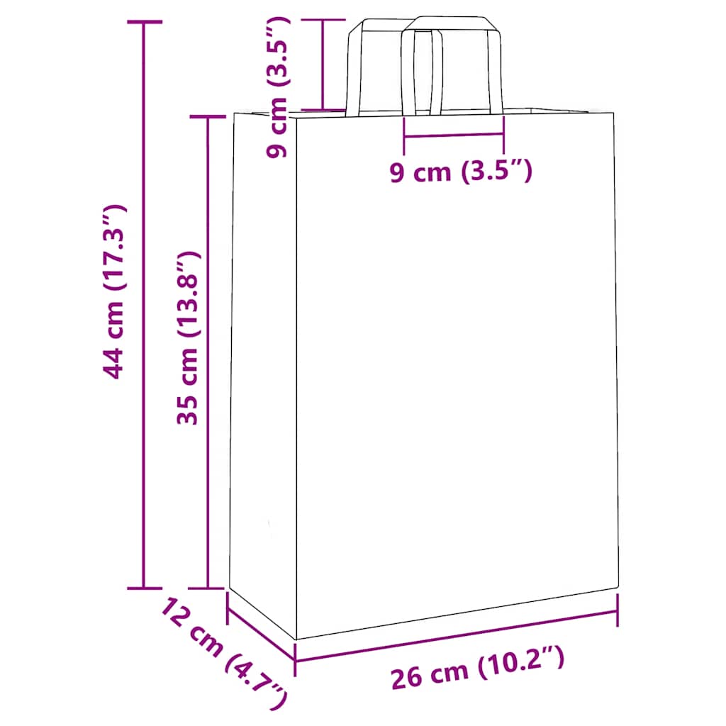 Paper Bags 50 pcs with Handles Pink 26x12x35 cm