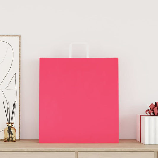 Paper Bags 50 pcs with Handles Pink 45x17x48 cm Paper Bags 50 pcs with Handles Pink 45x17x48 cm