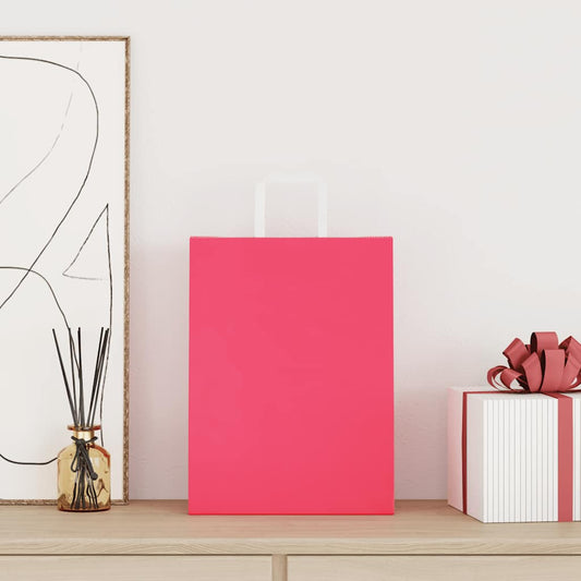 Paper Bags 250 pcs with Handles Pink 26x12x35 cm Paper Bags 250 pcs with Handles Pink 26x12x35 cm