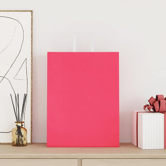 Paper Bags 250 pcs with Handles Pink 32x12x42 cm Paper Bags 250 pcs with Handles Pink 32x12x42 cm