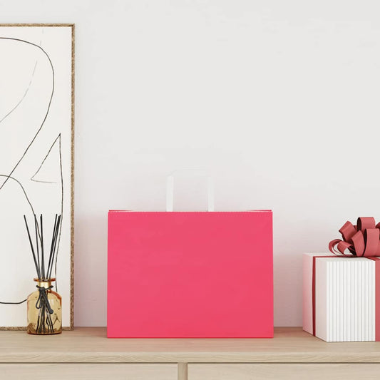 Paper Bags 250 pcs with Handles Pink 32x17x25 cm Paper Bags 250 pcs with Handles Pink 32x17x25 cm