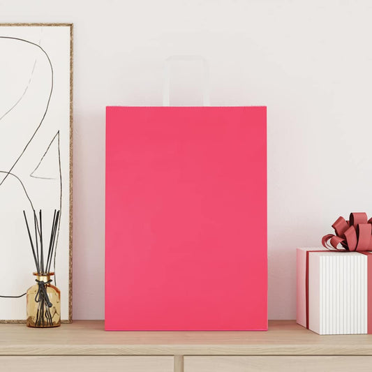 Paper Bags 250 pcs with Handles Pink 32x17x44 cm Paper Bags 250 pcs with Handles Pink 32x17x44 cm
