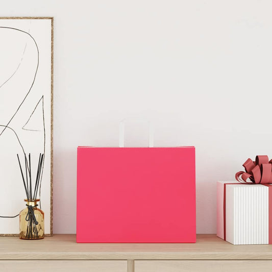 Paper Bags 250 pcs with Handles Pink 32x22x24 cm Paper Bags 250 pcs with Handles Pink 32x22x24 cm