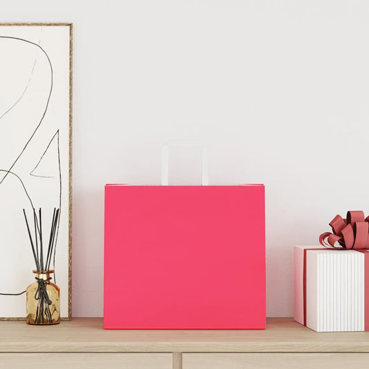 Paper Bags 250 pcs with Handles Pink 32x22x28 cm Paper Bags 250 pcs with Handles Pink 32x22x28 cm