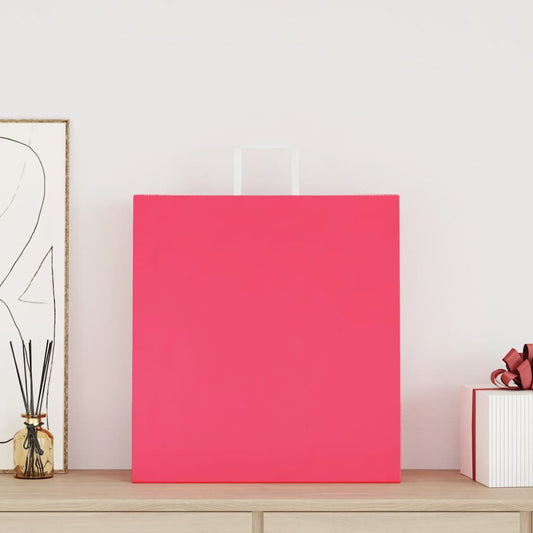 Paper Bags 250 pcs with Handles Pink 45x17x48 cm Paper Bags 250 pcs with Handles Pink 45x17x48 cm