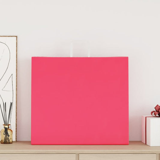 Paper Bags 250 pcs with Handles Pink 54x15x49 cm Paper Bags 250 pcs with Handles Pink 54x15x49 cm