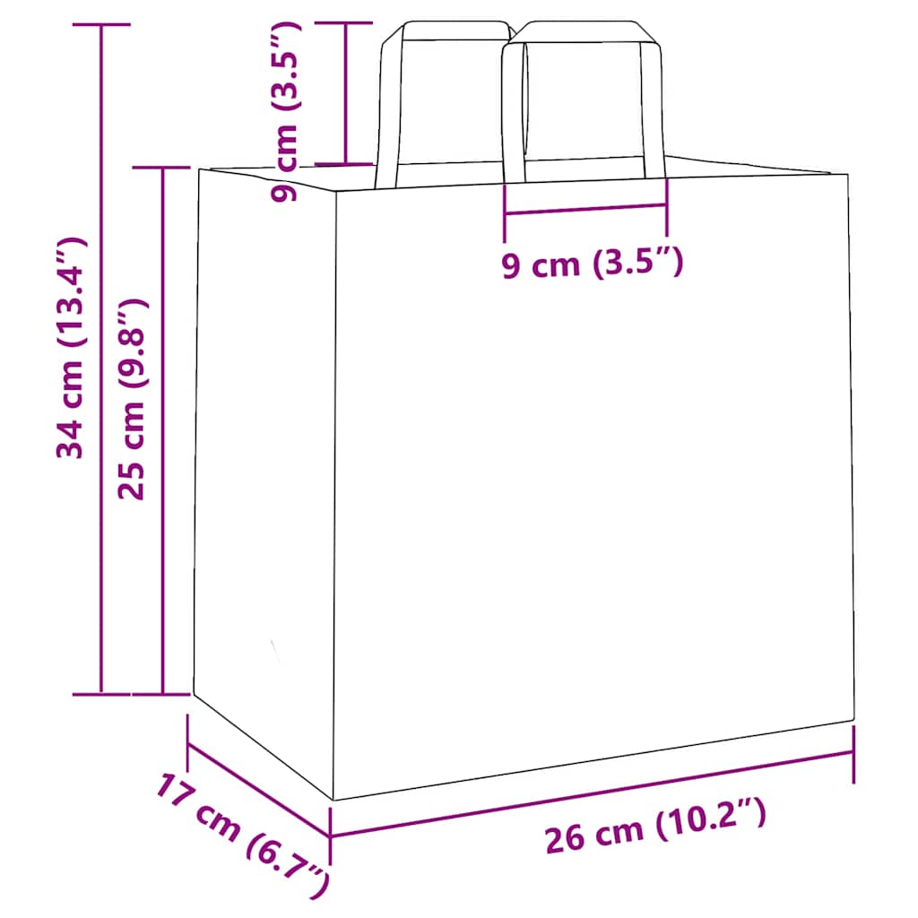 Paper Bags 50 pcs with Handles Blue 26x17x25 cm