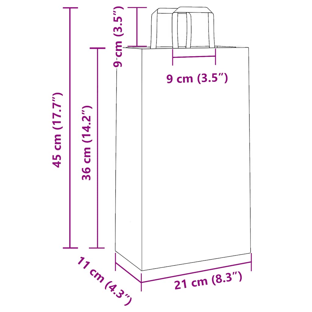 Paper Bags 250 pcs with Handles Blue 21x11x36 cm