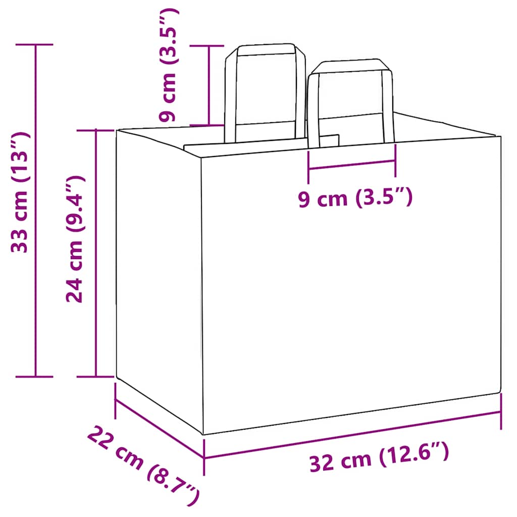Paper Bags 250 pcs with Handles Blue 32x22x24 cm