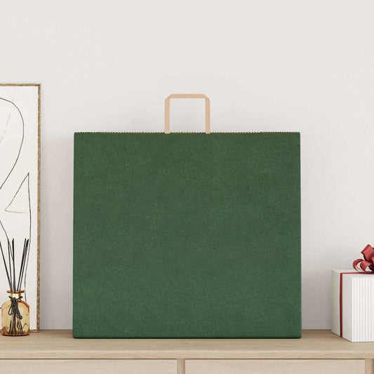 Paper Bags 250 pcs with Handles Green 54x15x49 cm Paper Bags 250 pcs with Handles Green 54x15x49 cm
