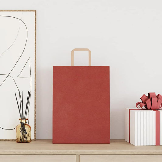 Paper Bags 250 pcs with Handles Red 26x12x35 cm Paper Bags 250 pcs with Handles Red 26x12x35 cm