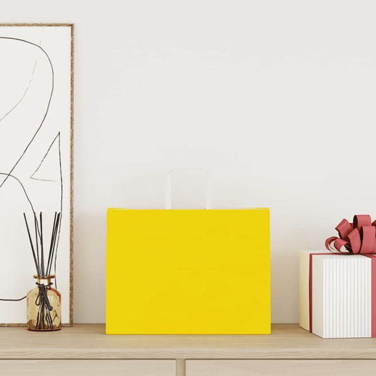 Paper Bags 50 pcs with Handles Yellow 32x17x25 cm Paper Bags 50 pcs with Handles Yellow 32x17x25 cm