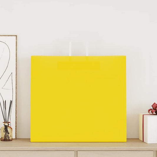 Paper Bags 50 pcs with Handles Yellow 54x15x49 cm Paper Bags 50 pcs with Handles Yellow 54x15x49 cm