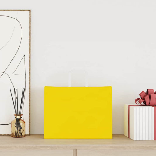 Paper Bags 250 pcs with Handles Yellow 32x17x25 cm Paper Bags 250 pcs with Handles Yellow 32x17x25 cm