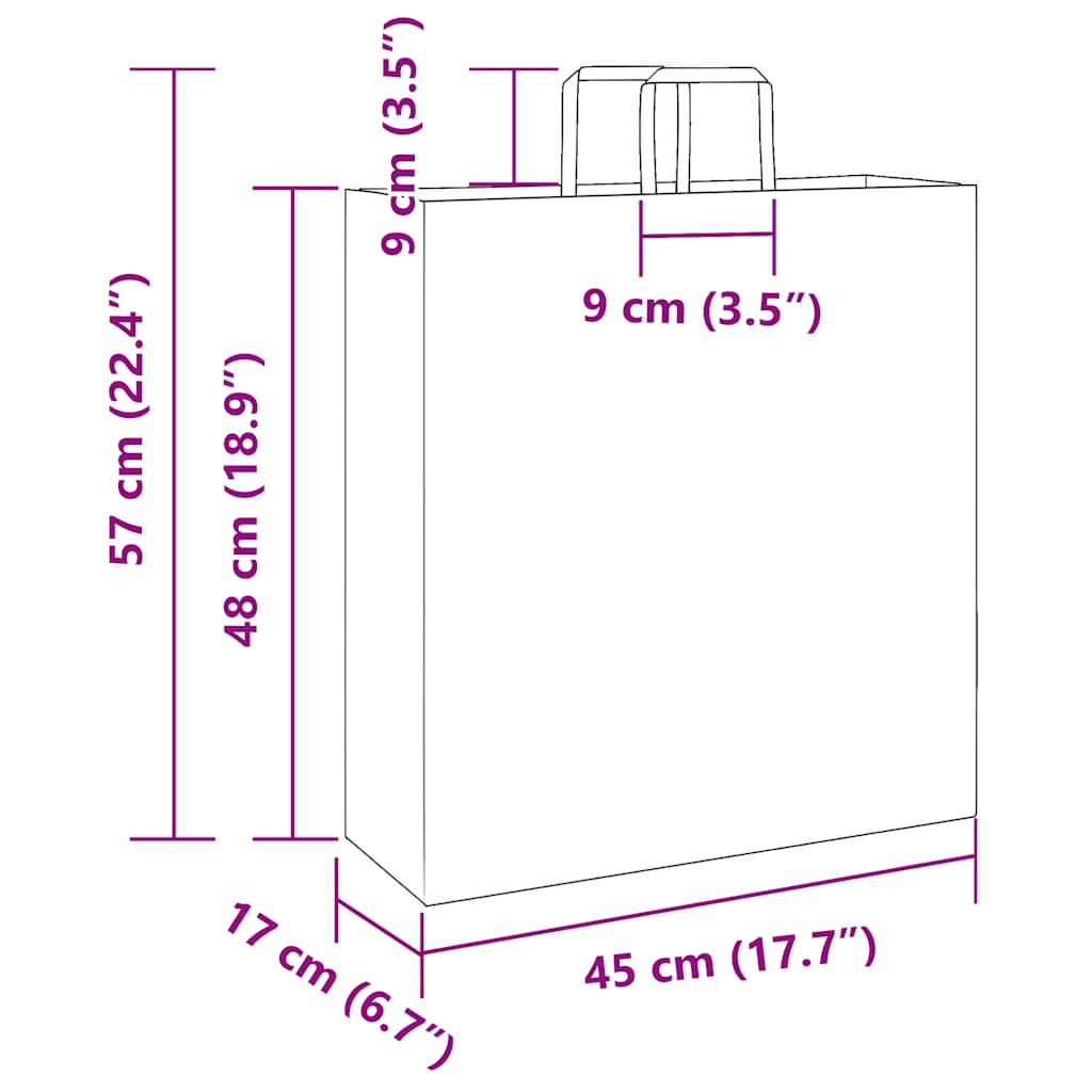 Paper Bags 250 pcs with Handles Yellow 45x17x48 cm
