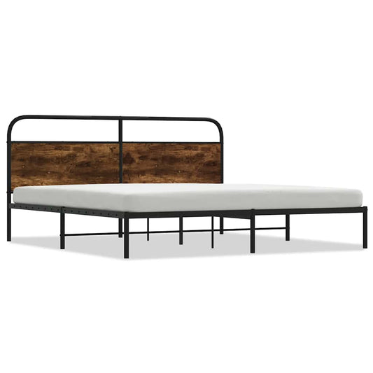 Metal Bed Frame without Mattress Smoked Oak 200x200 cm Metal Bed Frame without Mattress Smoked Oak 200x200 cm