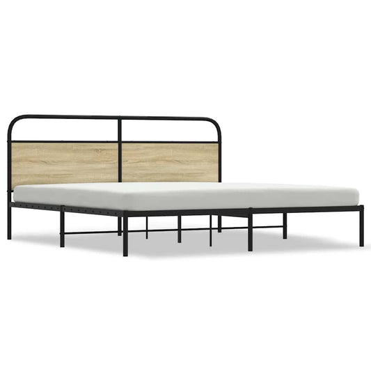 Metal Bed Frame without Mattress Sonoma Oak 180x200 cm Super King Metal Bed Frame without Mattress Sonoma Oak 180x200 cm Super King