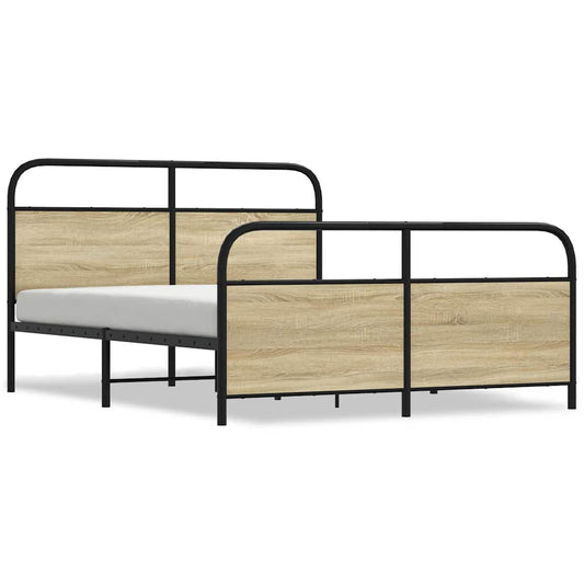 Metal Bed Frame without Mattress Sonoma Oak 160x200 cm Metal Bed Frame without Mattress Sonoma Oak 160x200 cm