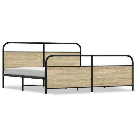 Metal Bed Frame without Mattress Sonoma Oak 180x200 cm Super King Metal Bed Frame without Mattress Sonoma Oak 180x200 cm Super King