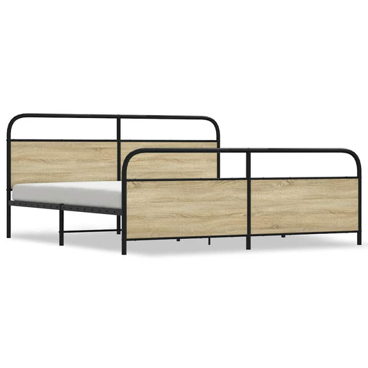 Metal Bed Frame without Mattress Sonoma Oak 183x213 cm Metal Bed Frame without Mattress Sonoma Oak 183x213 cm