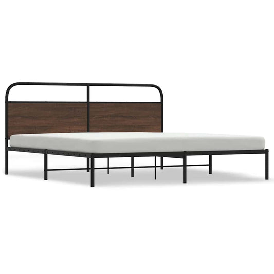 Metal Bed Frame without Mattress Brown Oak 200x200 cm Metal Bed Frame without Mattress Brown Oak 200x200 cm