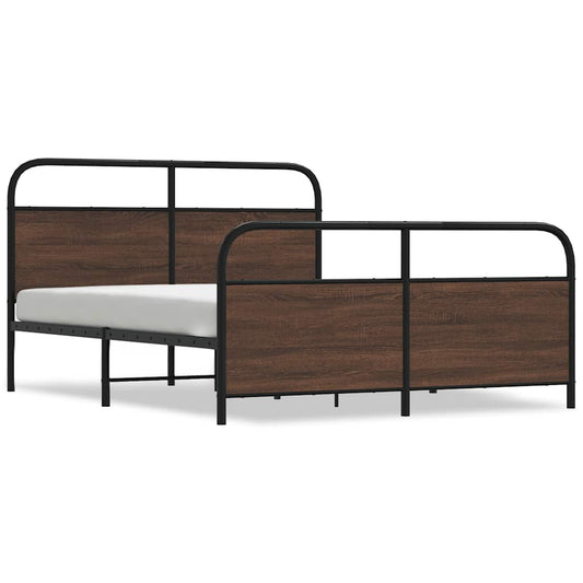 Metal Bed Frame without Mattress Brown Oak 160x200 cm Metal Bed Frame without Mattress Brown Oak 160x200 cm