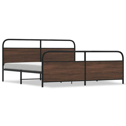 Metal Bed Frame without Mattress Brown Oak 200x200 cm Metal Bed Frame without Mattress Brown Oak 200x200 cm