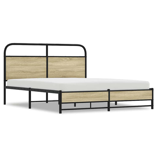 Metal Bed Frame without Mattress Sonoma Oak 160x200 cm Metal Bed Frame without Mattress Sonoma Oak 160x200 cm