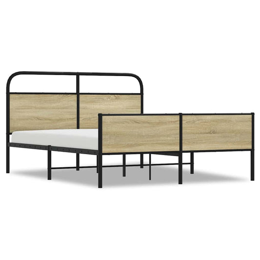 Metal Bed Frame without Mattress Sonoma Oak 150x200 cm King Size Metal Bed Frame without Mattress Sonoma Oak 150x200 cm King Size