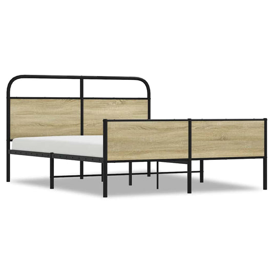 Metal Bed Frame without Mattress Sonoma Oak 160x200 cm Metal Bed Frame without Mattress Sonoma Oak 160x200 cm