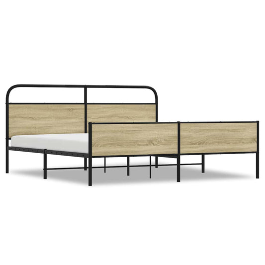 Metal Bed Frame without Mattress Sonoma Oak 180x200 cm Super King Metal Bed Frame without Mattress Sonoma Oak 180x200 cm Super King