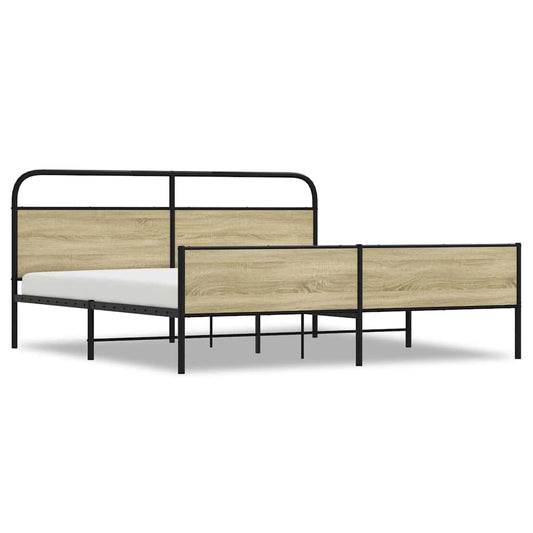 Metal Bed Frame without Mattress Sonoma Oak 193x203 cm Metal Bed Frame without Mattress Sonoma Oak 193x203 cm