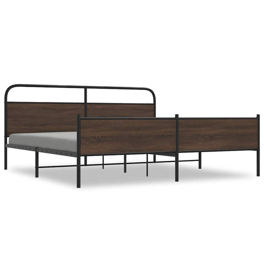 Metal Bed Frame without Mattress Brown Oak 200x200 cm Metal Bed Frame without Mattress Brown Oak 200x200 cm