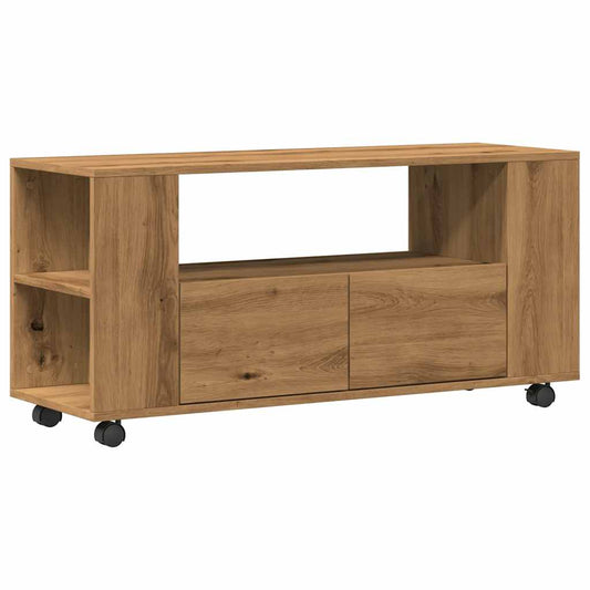 TV Cabinet with Wheels Artisan Oak 102x34.5x43 cm TV Cabinet with Wheels Artisan Oak 102x34.5x43 cm