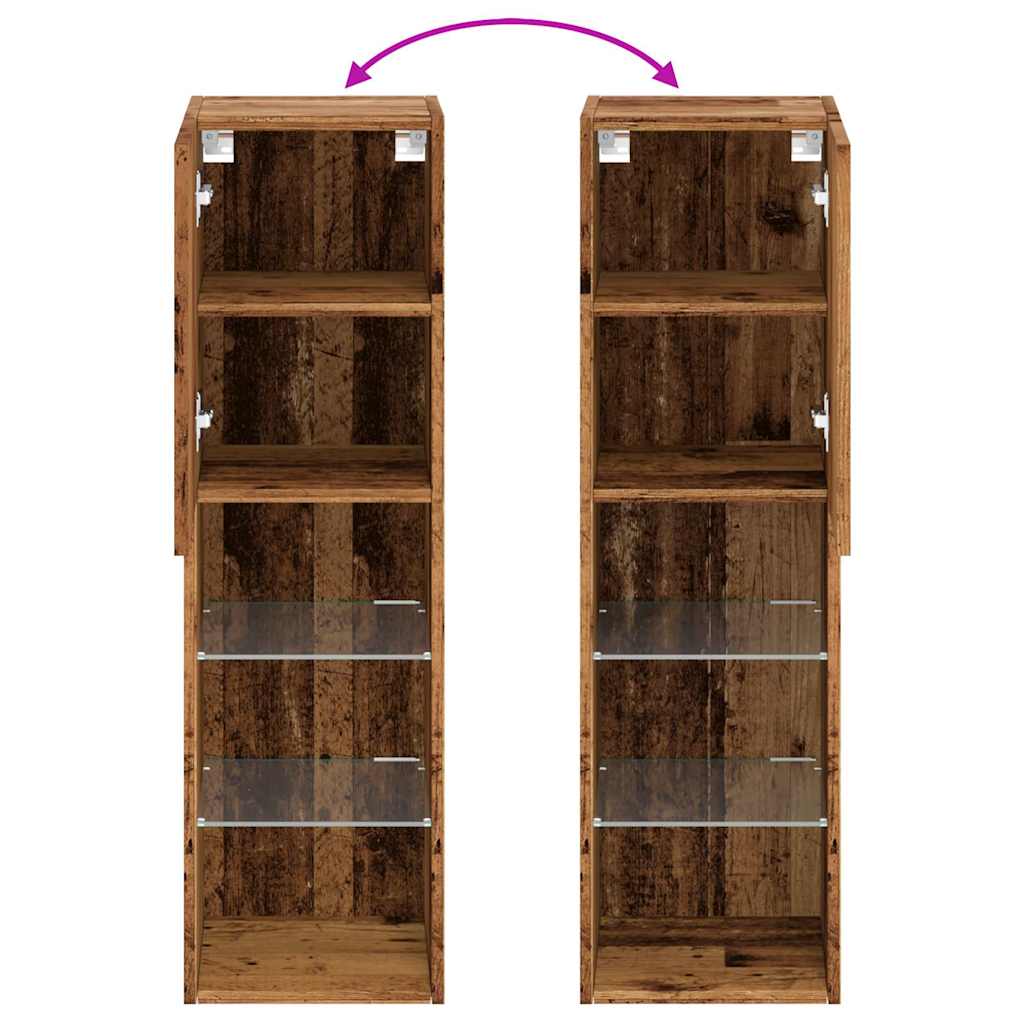 2 Piece TV Cabinet Set with LED Lights Old Wood 30,5x30x102 cm