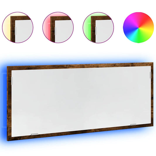 LED Bathroom Mirror Smoked Oak 100x8.5x37 cm Engineered Wood LED Bathroom Mirror Smoked Oak 100x8.5x37 cm Engineered Wood