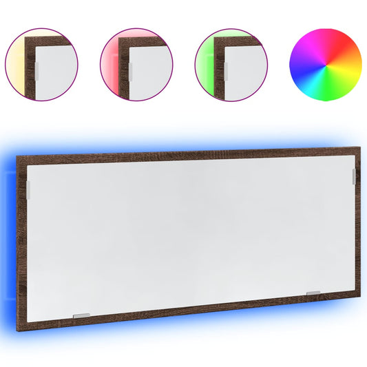 LED Bathroom Mirror Brown Oak 100x8.5x37 cm Engineered Wood LED Bathroom Mirror Brown Oak 100x8.5x37 cm Engineered Wood